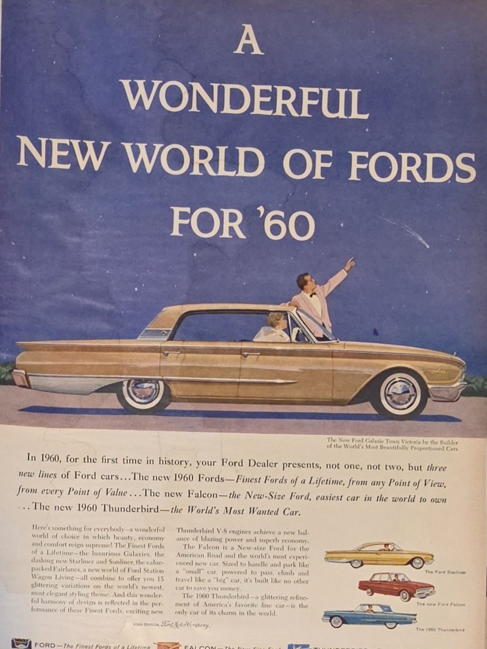 vintage print advertisement for the 1960 Ford model lineup.